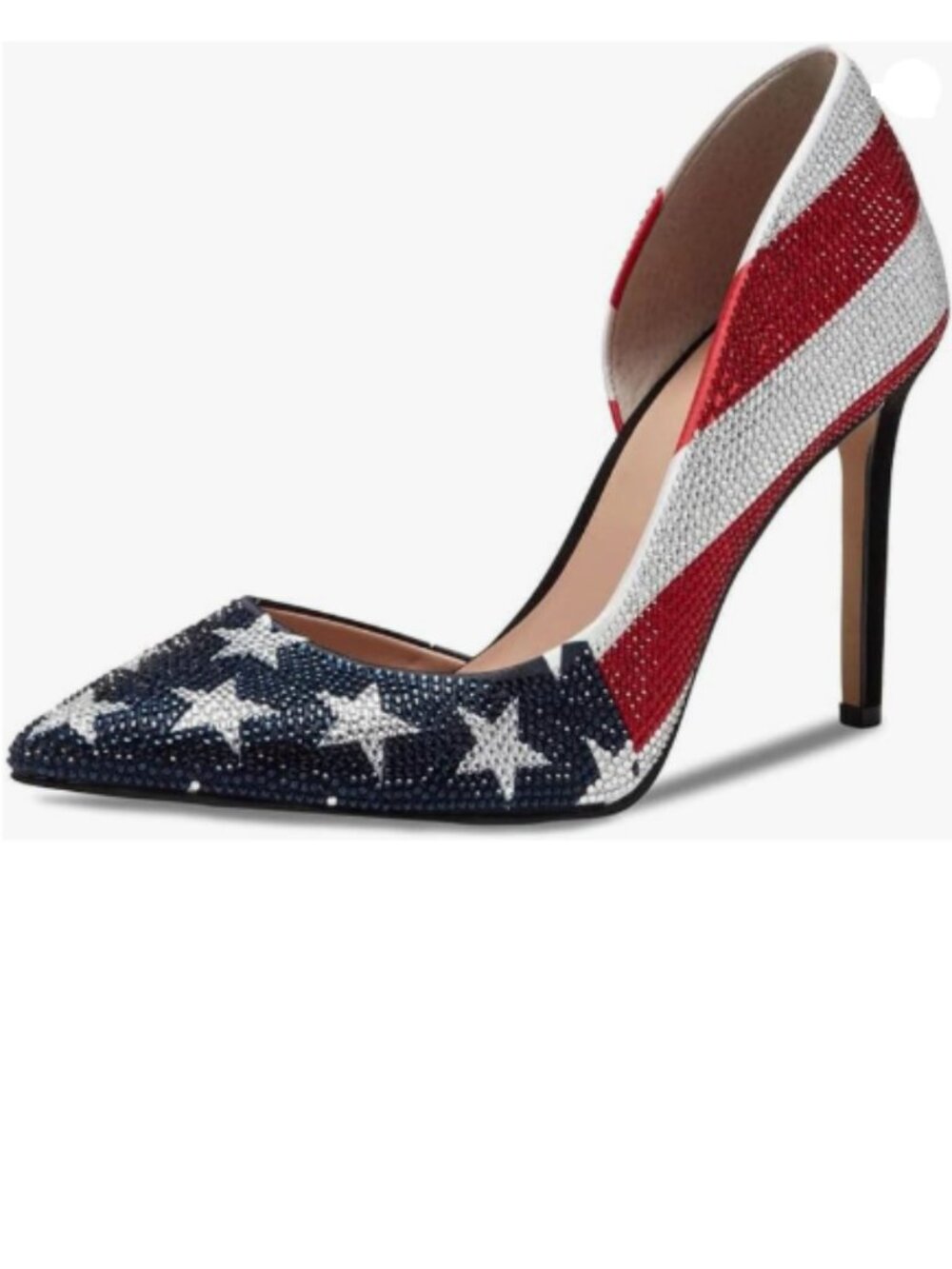 Maiyang National Flag Rhinestones Pointed Toe Stiletto Heels D'Orsay Pumps